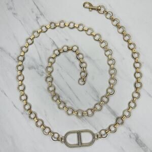 Gold Tone Open Hoop Metal Chain Link Belt Decorative O Ring One Size ✨